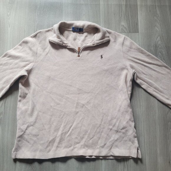 Polo Ralph Lauren Beige Half-Zip Pullover Sweater L Mens Cotton Blend - Picture 1 of 7